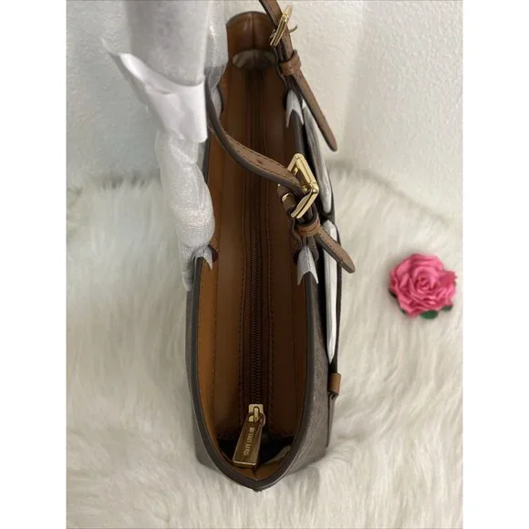 MICHAEL KORS JET SET TRAVEL MD DOUBLE POCKET TOTE SHOULDER BAG MK BROWN MOCHA